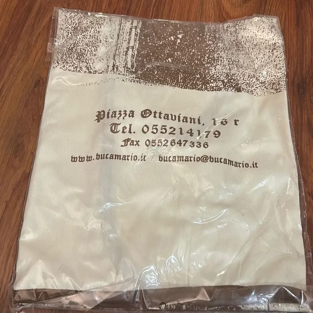 NEW Buca Mario Italy famous restaurant apron Ron cream brown Florence Italy fire